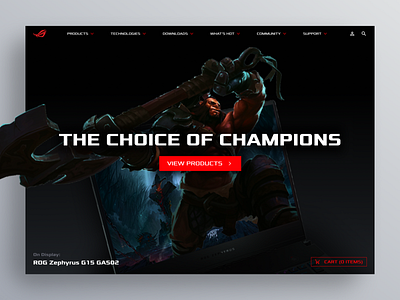 ASUS Republic of Gamers Website Redesign Concept UI asus dark dark ui figma interface interfaces laptop photoshop product republicofgamers ui uidesign ux uxui web web design webdesign website website design