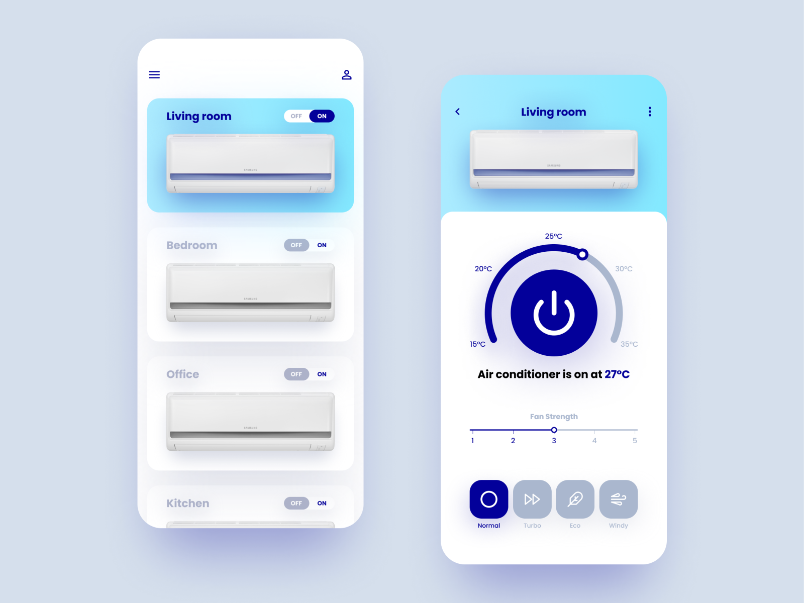 Smarthome Air Conditioner Remote App UI by wetheapp on Dribbble