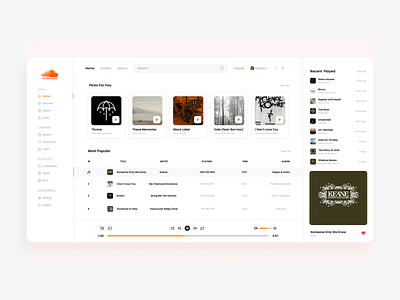 SoundCould Redesign Music Apps dashboarddesign dashboardwebdesign design designjam dribbbleindonesia musicapps musicwebdesign redesignapps soundcloud spotify ui uidesign uiux userinterfacedesign ux uxdesign