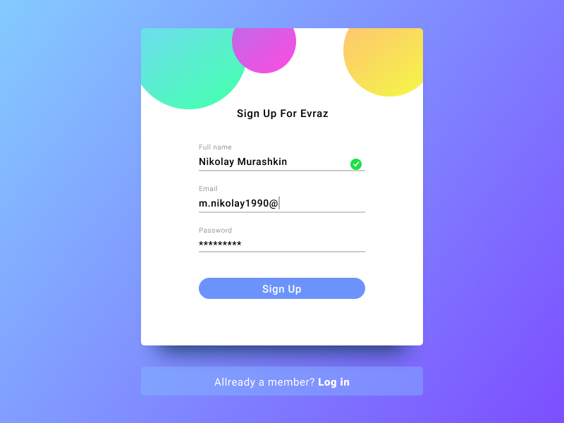 Sing up form by Nikolay on Dribbble