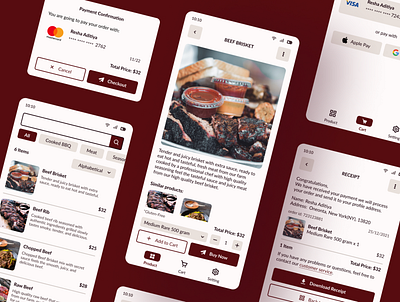 Meatit : Barbecue Ordering Mobile App app interactiondesign mobileapp ui uidesign uiux ux uxdesign