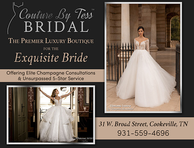Couture By Tess Bridal 2-Page Print Ad branding design editorial design magazine design print design typography