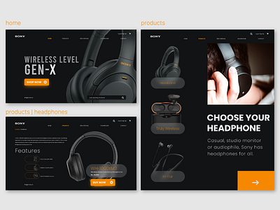 Concept website design - Sony headphones adobe photoshop adobexd concept design creativecloud ui ui design webdesign weblayout