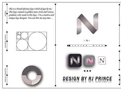 'N' Letter Mark Logo (design by rj prince) icon logo typography