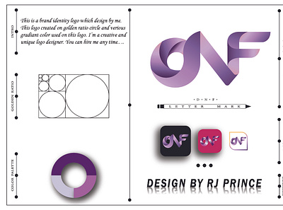 'DNF' Letter Mark Logo (design by rj prince) icon logo typography