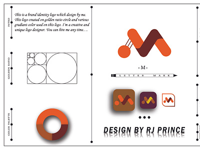 'M' Letter Mark Logo Design (design by rj prince) branding design icon logo