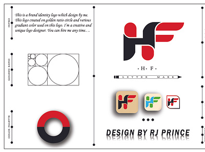 'H F' Letter Mark Logo Design (design by rj prince) branding design icon logo