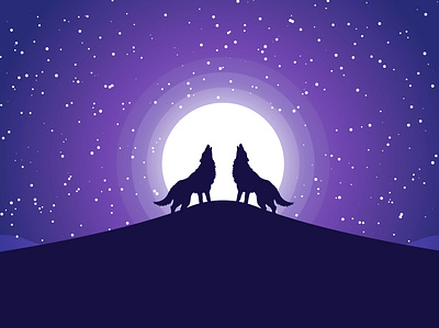 Wolf at Night adobe illustrator design illustration wallpaper