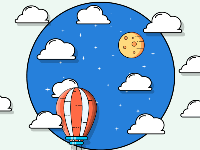 Flying Air Balloon animated gif animation 2d flat motion design