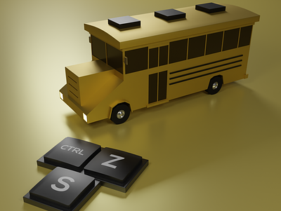 CGI School Bus | 3D Model 3d 3d desing 3d modeling 3ds max art blender cgi design logo lowpoly nft render