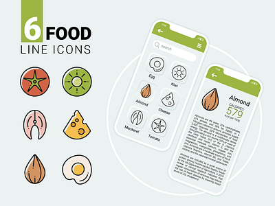 Food line icons design food healthy icon line outline set