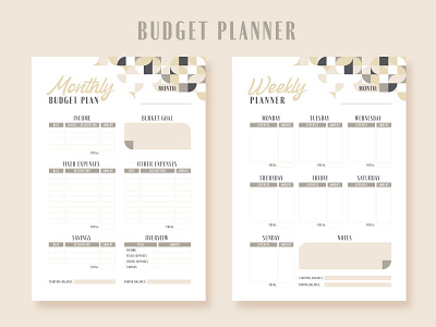 Budget planner bauhaus budget design finance geometric monthly neo planner retro weekly