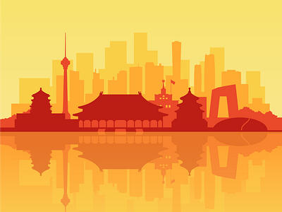 The Silhouette of Beijing. Vector illustration.