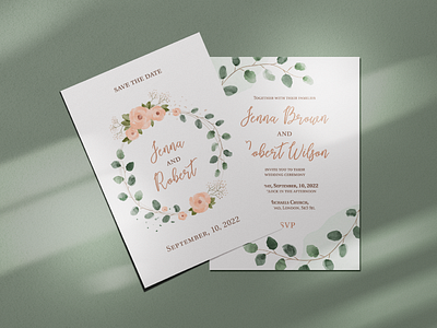 Wedding invitation design flower illustration invitation leaves love nature plant rustic watercolor wedding