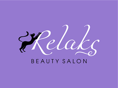 Logo for beauty salon Relaks beauty branding cat design elegant hair logo nail salon studio