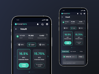 Crypto Staking app - PocketBits Vault