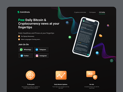 Crypto News App Landing Page - Coinshots