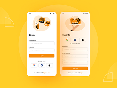 Login & Sign Up Screen - Food App