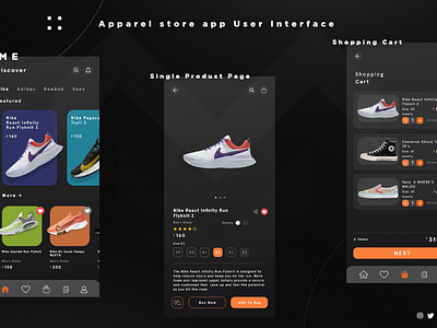 Mobile Apparel Store UI Dark Mode