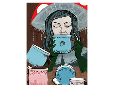 Чай из мухоморов cap girl illustration red scetchbook