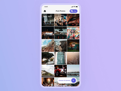 App for photobook creation ✨ animated app app design application clear filter interface ios maps mobile app design mobile ui photo photobook purple scroll animation scrolling search select travel