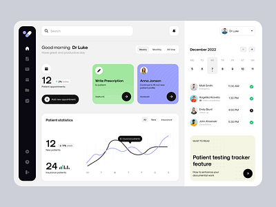 CRM for Doctors - Dashboard 💊 application control crm crm for doctors dashboard doctor management medical app medical dashboard medicine minimalistic patients crm personal ui