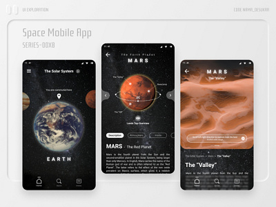 👽 Space Mobile App android exploration figma mars mobile app design solarsystem space uidesign uiux