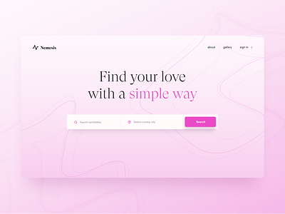 Nemesis Online Daiting Hero Section branding design hero section pink typography ui ux web website