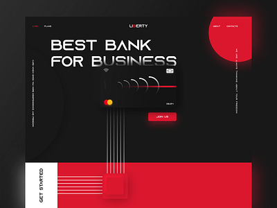 Liberty Bank Concept bank bank card black design hero section logo red ui ux web