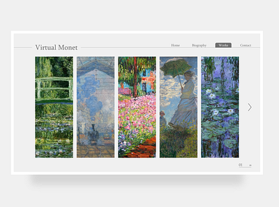 Virtual Monet Museum UI/UX art design minimalist monet museum paintings prototype ui ux virtual web