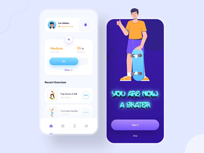 Skateboard app concept app design illustration ui
