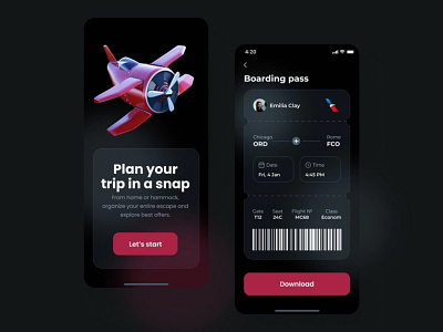 Flying trip app concept design illustration ui