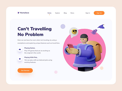 Homelove landing page concept design illustration ui