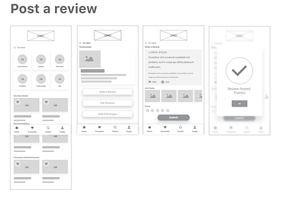 Post a review app design ui ux wireframe