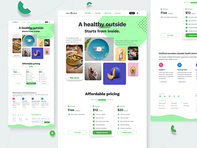 DietDock branding clean diet minimal typography ui ux vector web design website design