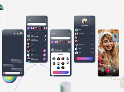 JusTalk01 3d branding chat app minimal mobile ui ui uidesign