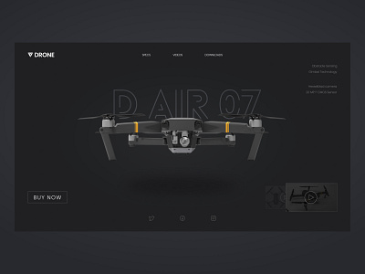 Drone Website Landing Page Header UI Design 3d branding design drone graphic design landing page minimal simple ui ui design web design