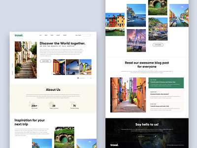 Landing page concept for travel website