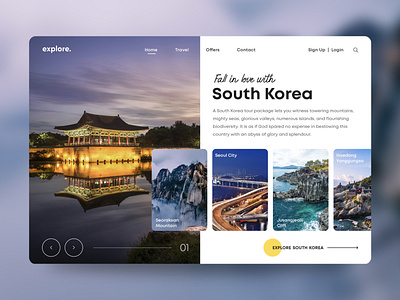 Travel Website Page Design creative creative design design explore landing design south korea travel travel agency travel website ui ui design web design website design