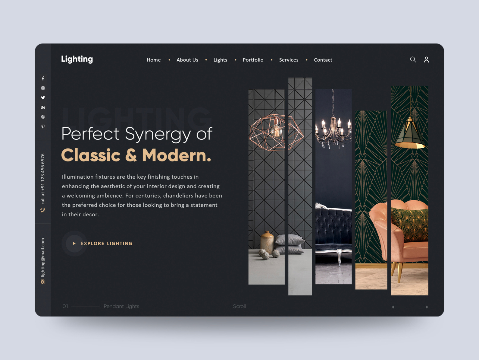 Lighting Interior Décor landing page by fy Designs on Dribbble