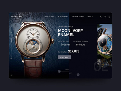 Jaquet Droz watch landing page creative creative design design landing design ui ui design watch watch landing page watch mockup web web design website design