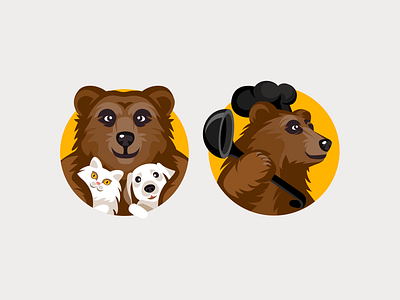 Bear Logo 2d charity chief cook icon illustration logo pets vector