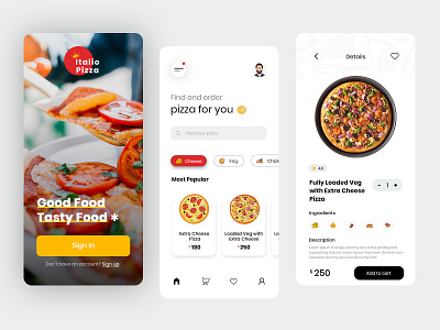 Italio Pizza- Food Delivery App appdesign delivery app design app food app food delivery app pizza delivery app ui ui design