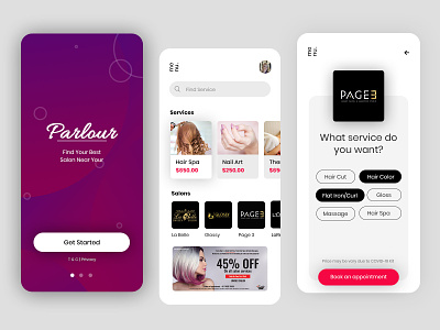 Parlour - App UI Design app design application design application ui beauty parlor app design beauty parlour design parlor app design ui design ui ux