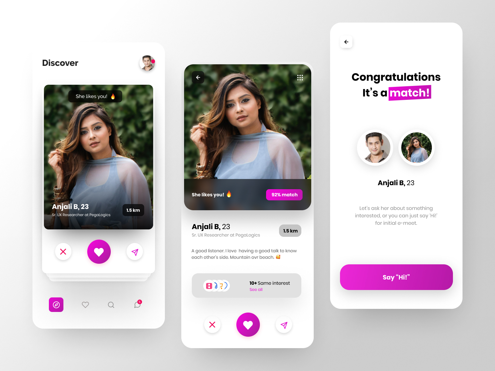 Dating App UI Design by PegaLogics on Dribbble