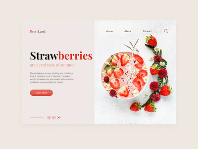 BerryLand berry concept concept art concept design design designart homepage landing landingpage minimal pink strawberries strawberry ui uiux лендинг