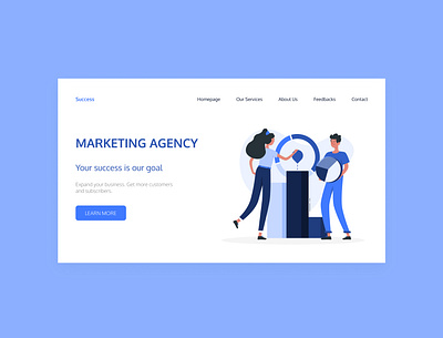 Marketing Agency blue concept design homepage homepage design illustration landing landingpage marketing marketingagency minimal ui uiux лендинг