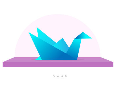 Paper Swan design flat icon illustration