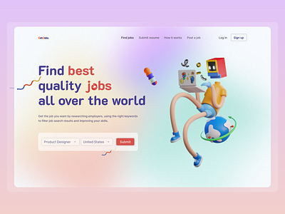 GetJobs-Best job finding website header design design header design job finding ui ux web design website