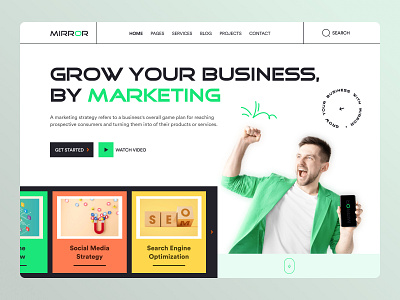 Marketing Agency Landing Page Header-MIRROR agency design digital marketing agency header design landing page design marketing agency mirror ui ux web design website